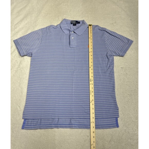 Polo Ralph Lauren Pima Cotton Blue Striped Polo Shirt Short Sleeve Size Large - Picture 5 of 6